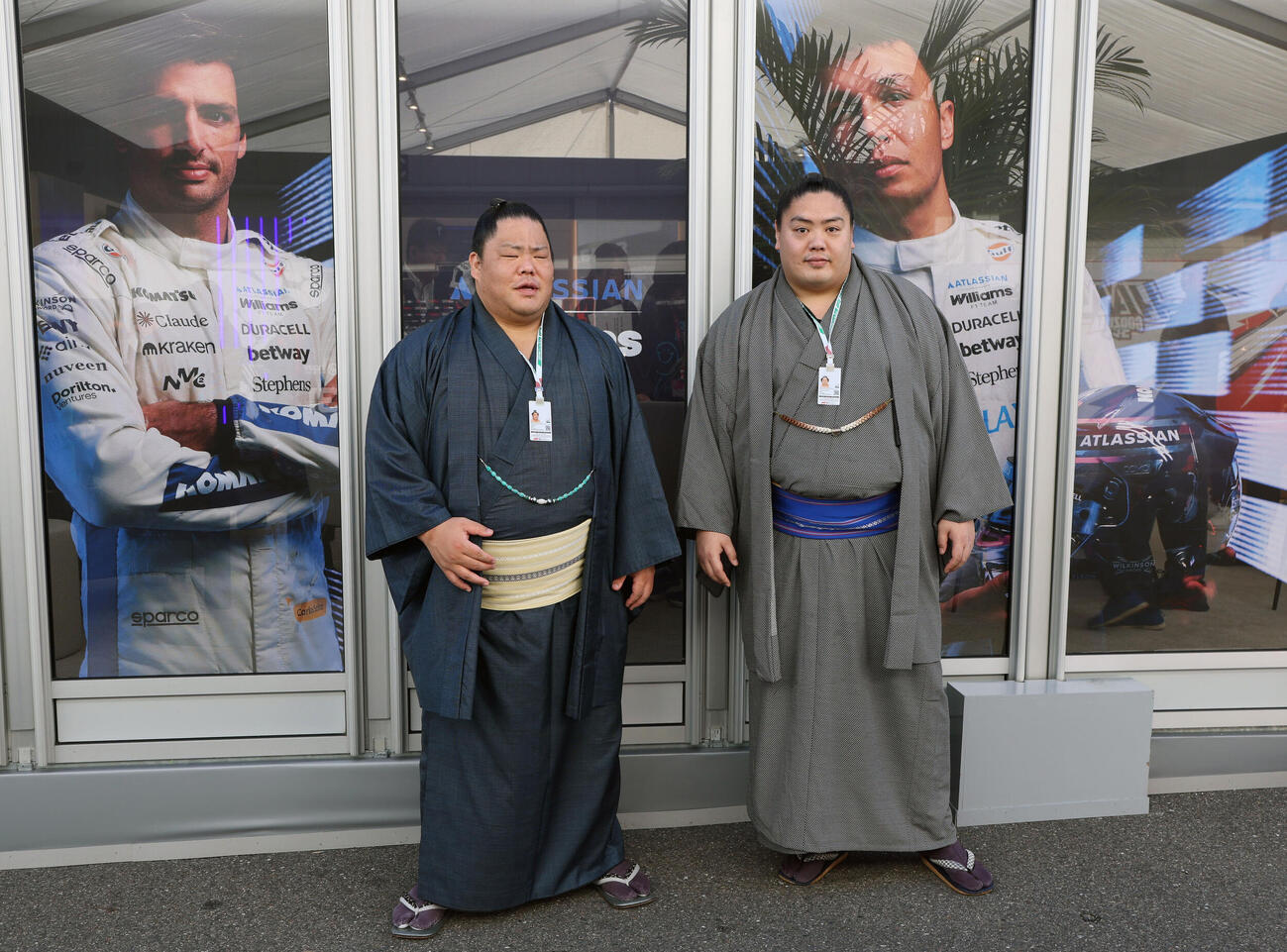 F1日本GPのウィリアムズのホスピタリティーブースを訪問した大栄翔と一山本（撮影・宮崎幸一）