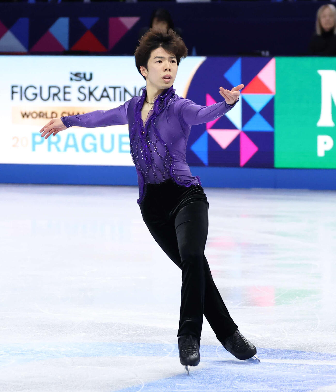 フィギュア世界選手権　男子SPで演技する佐藤駿（撮影・PNP）＝2026年3月26日