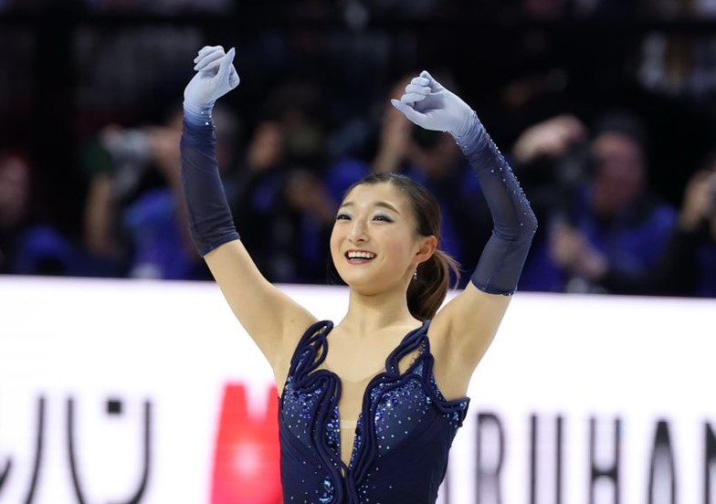 世界選手権女子SP後に笑顔を見せる坂本（2026年3月撮影）