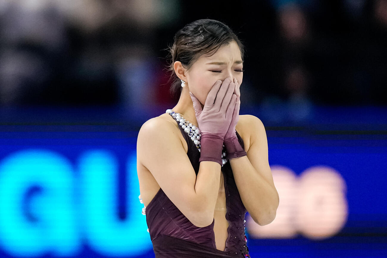 女子フリー　総合で優勝を飾った坂本花織（AP）