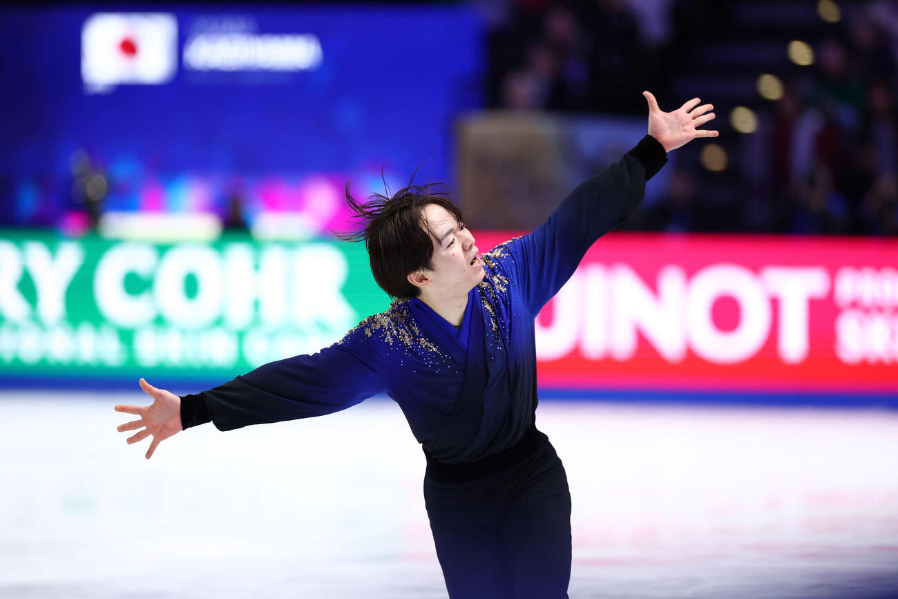 フィギュア世界選手権　男子フリーの演技をする鍵山優真（撮影・PNP）