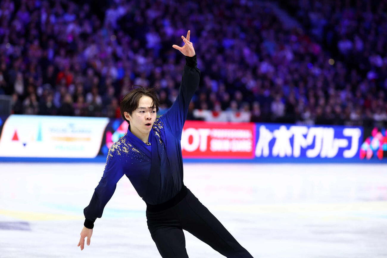 フィギュア世界選手権　男子フリーの演技をする鍵山優真（撮影・PNP）