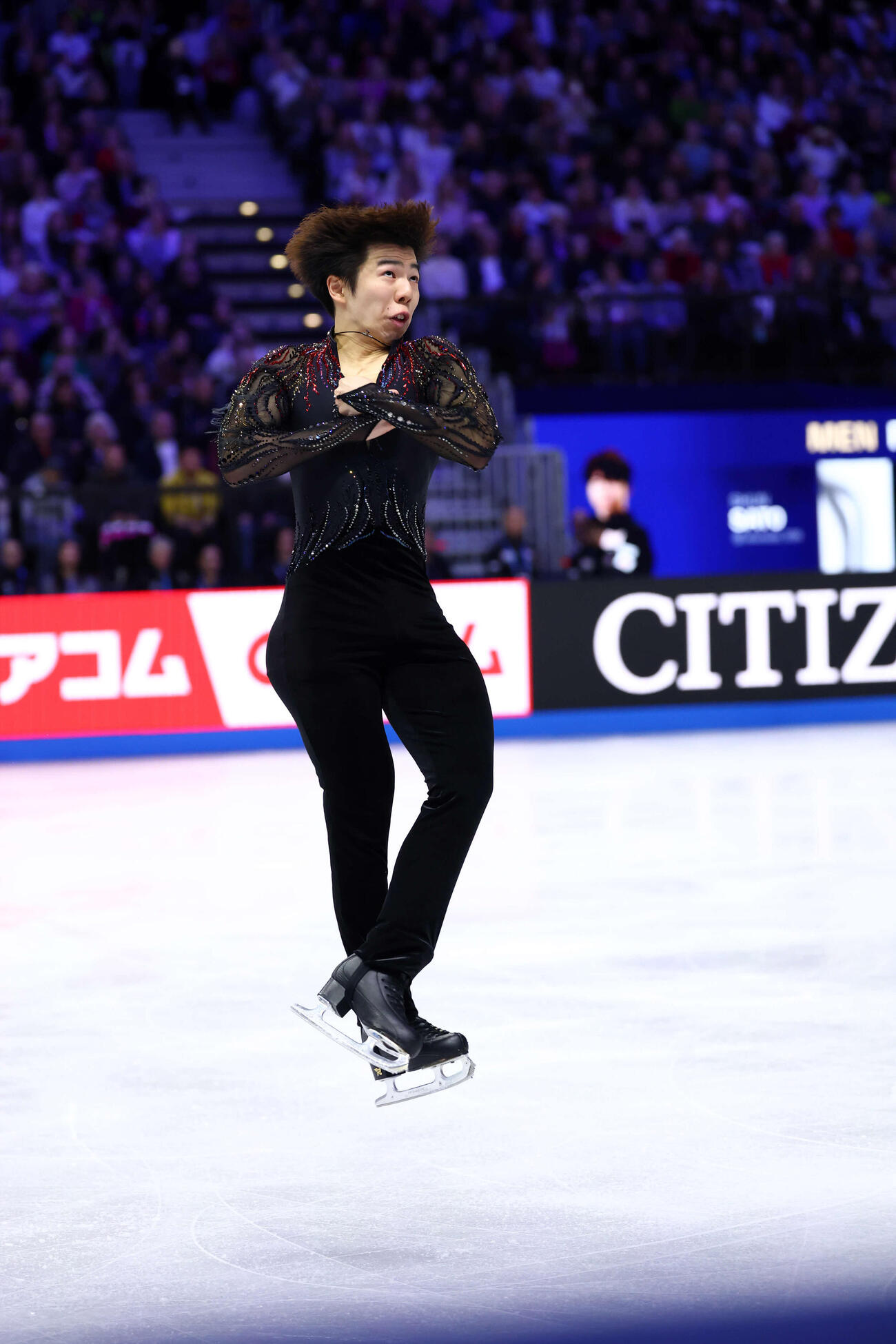 フィギュア世界選手権　男子フリーの演技をする佐藤駿（撮影・PNP）