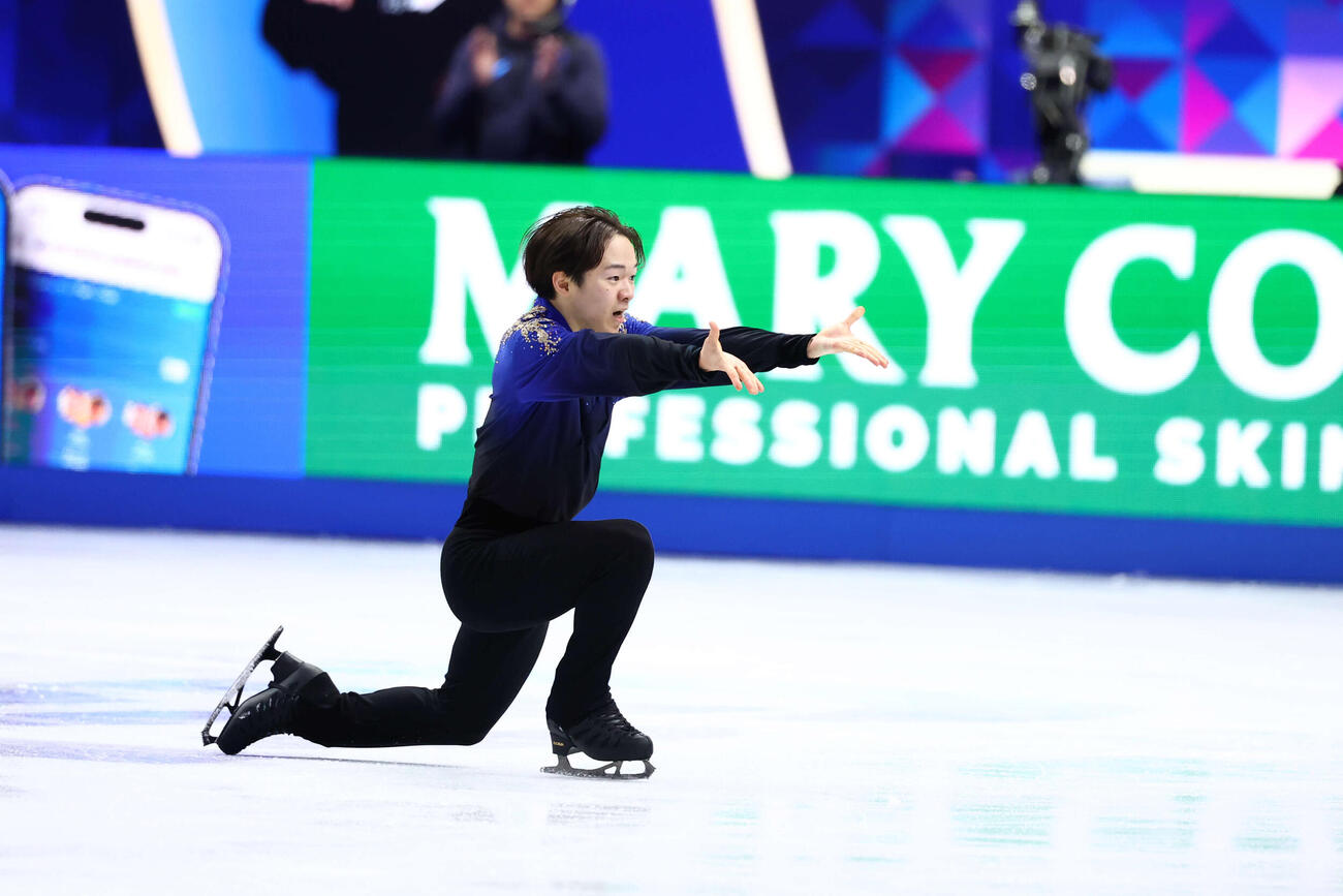 フィギュア世界選手権　男子フリーの演技をする鍵山優真（撮影・PNP）