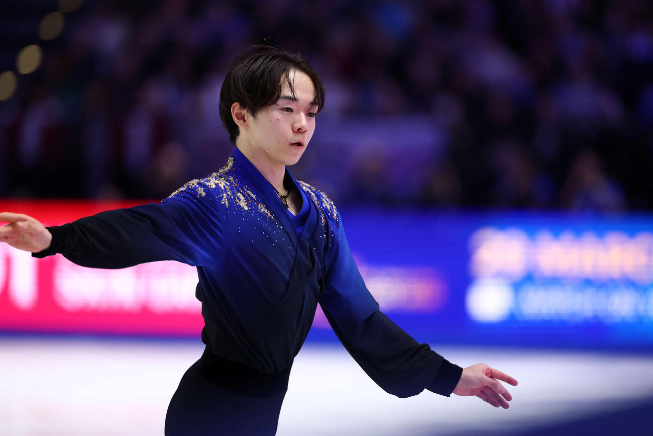 フィギュア世界選手権　男子フリーの演技をする鍵山優真（撮影・PNP）
