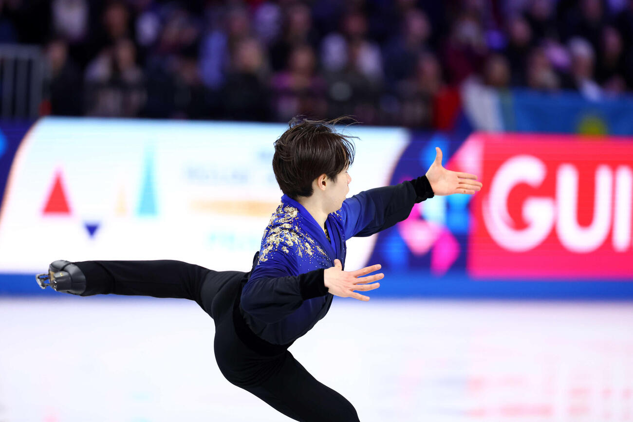 フィギュア世界選手権　男子フリーの演技をする鍵山優真（撮影・PNP）