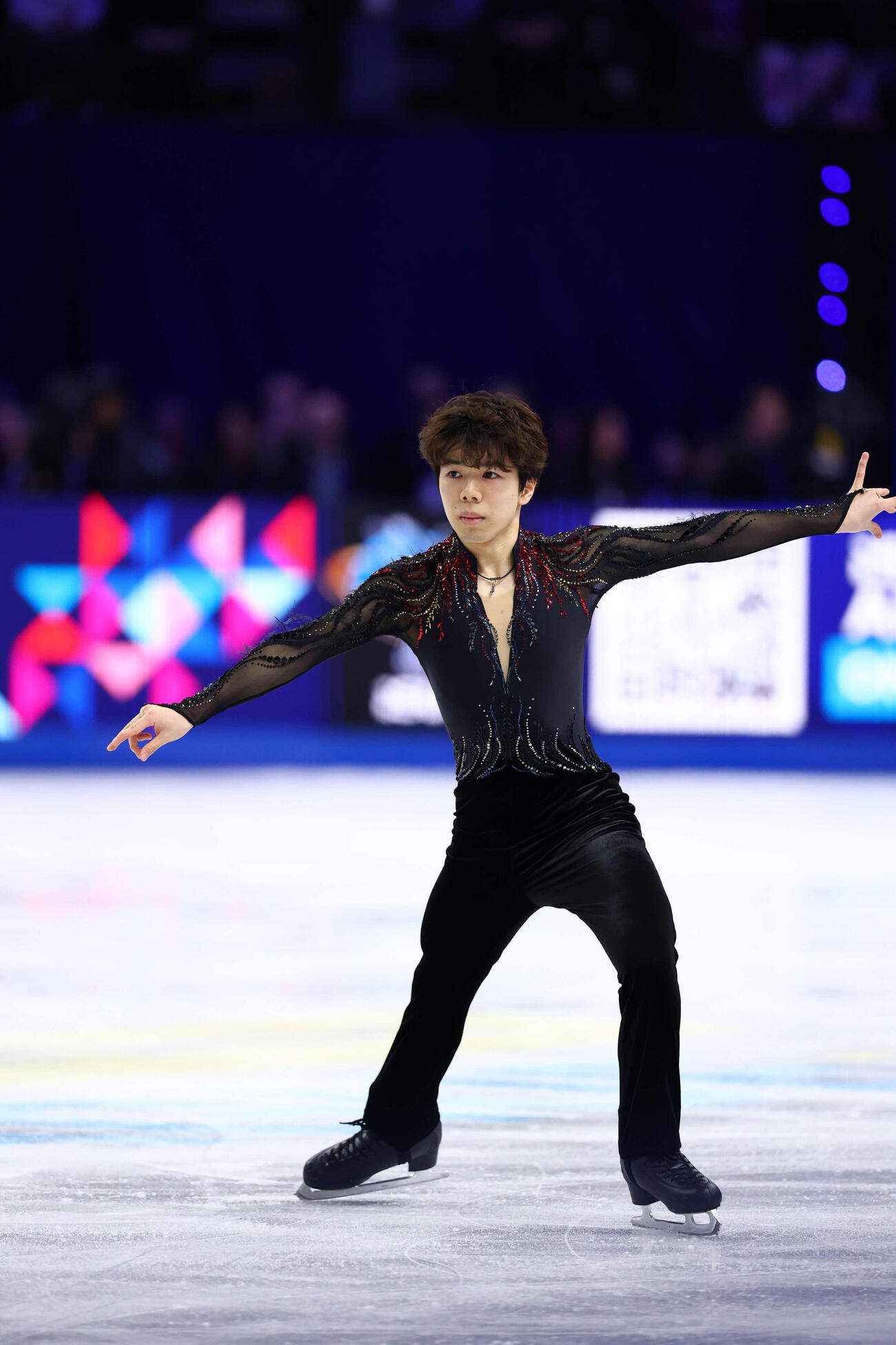 フィギュア世界選手権　男子フリーで演技をする佐藤駿（撮影・PNP）