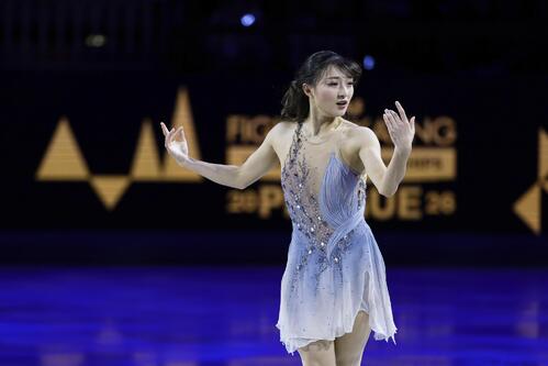 エキシビションで演技する坂本花織＝プラハ（共同）