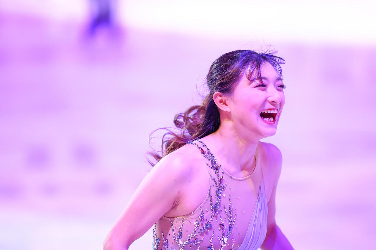 エキシビションで笑顔をみせる坂本花織（撮影・PNP）