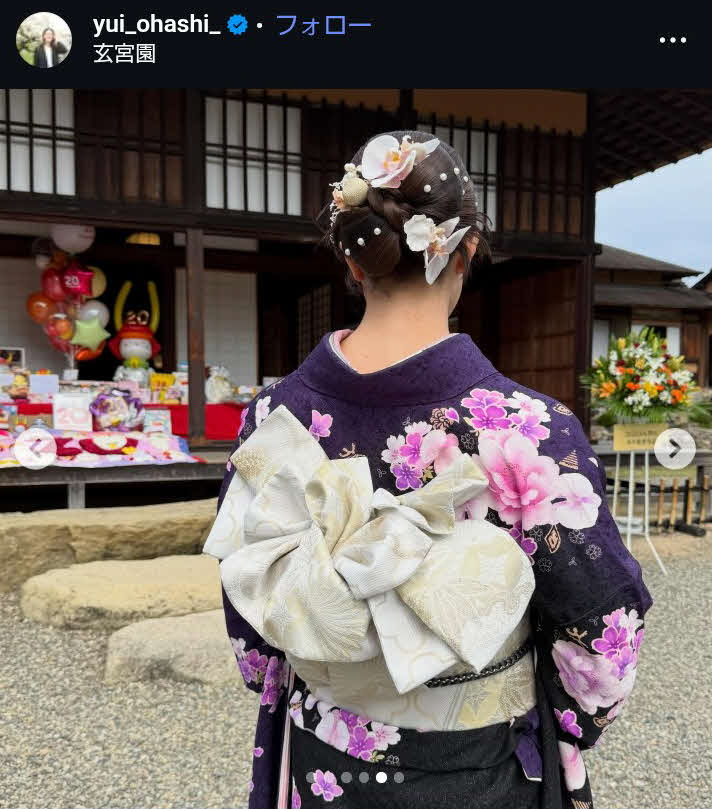 地元キャラクターの誕生日イベントに出席した大橋さん（本人のインスタグラムから）