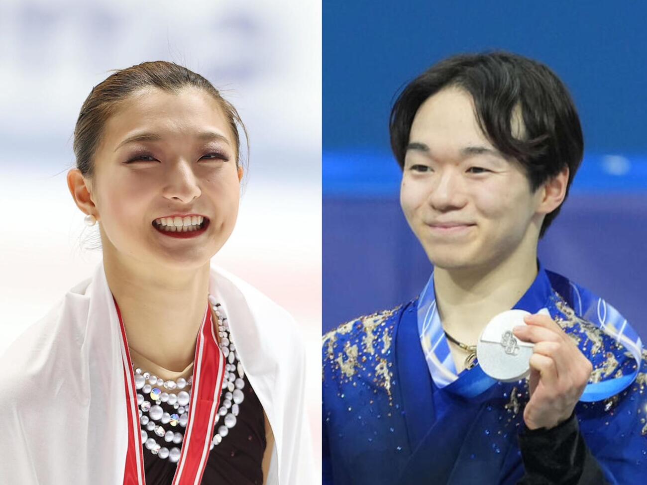 坂本花織（左）と鍵山優真