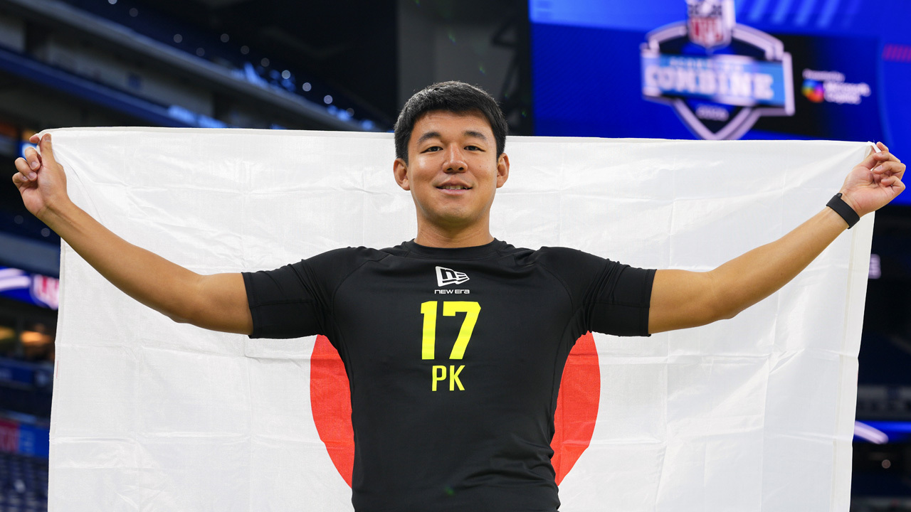 2月のNFLコンバインに参加した際の松澤寛政（NFL Football Operations公式Xから）（2026年2月）