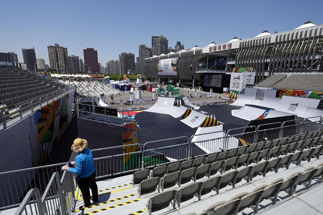 都市型スポーツのパリ五輪予選シリーズ第1戦、上海大会の会場＝2024年5月（共同）
