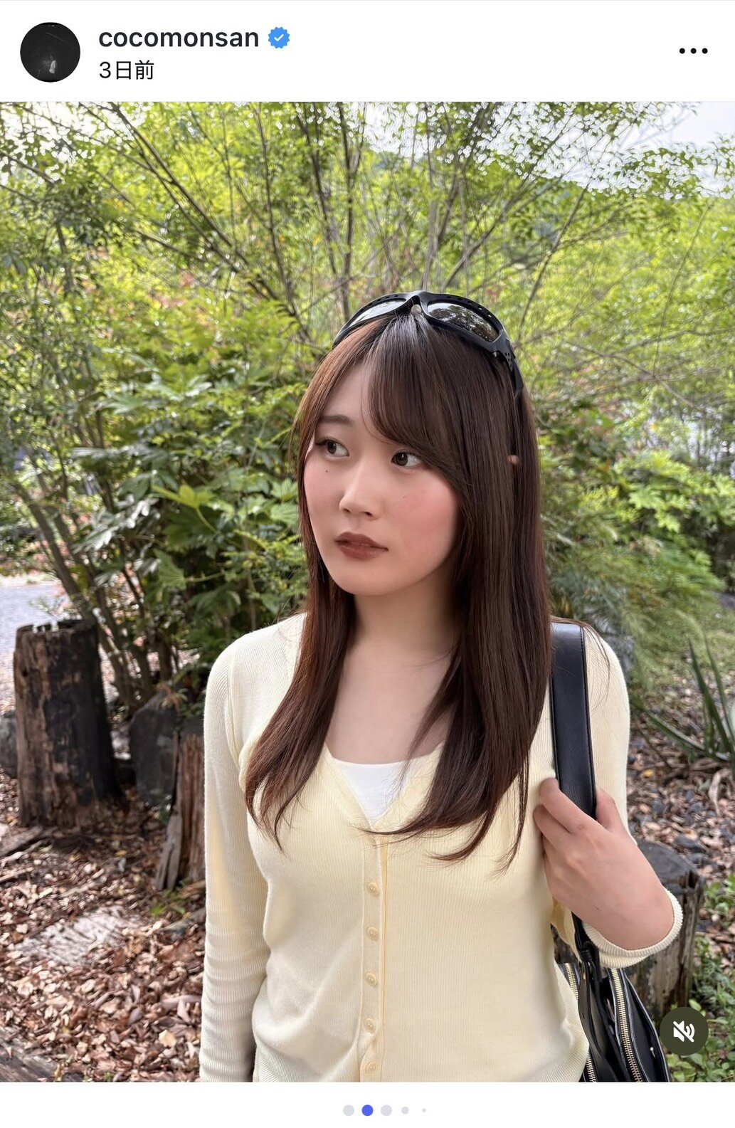 インスタグラムで私服姿を公開した村瀬心椛（画像はスクリーンショット）