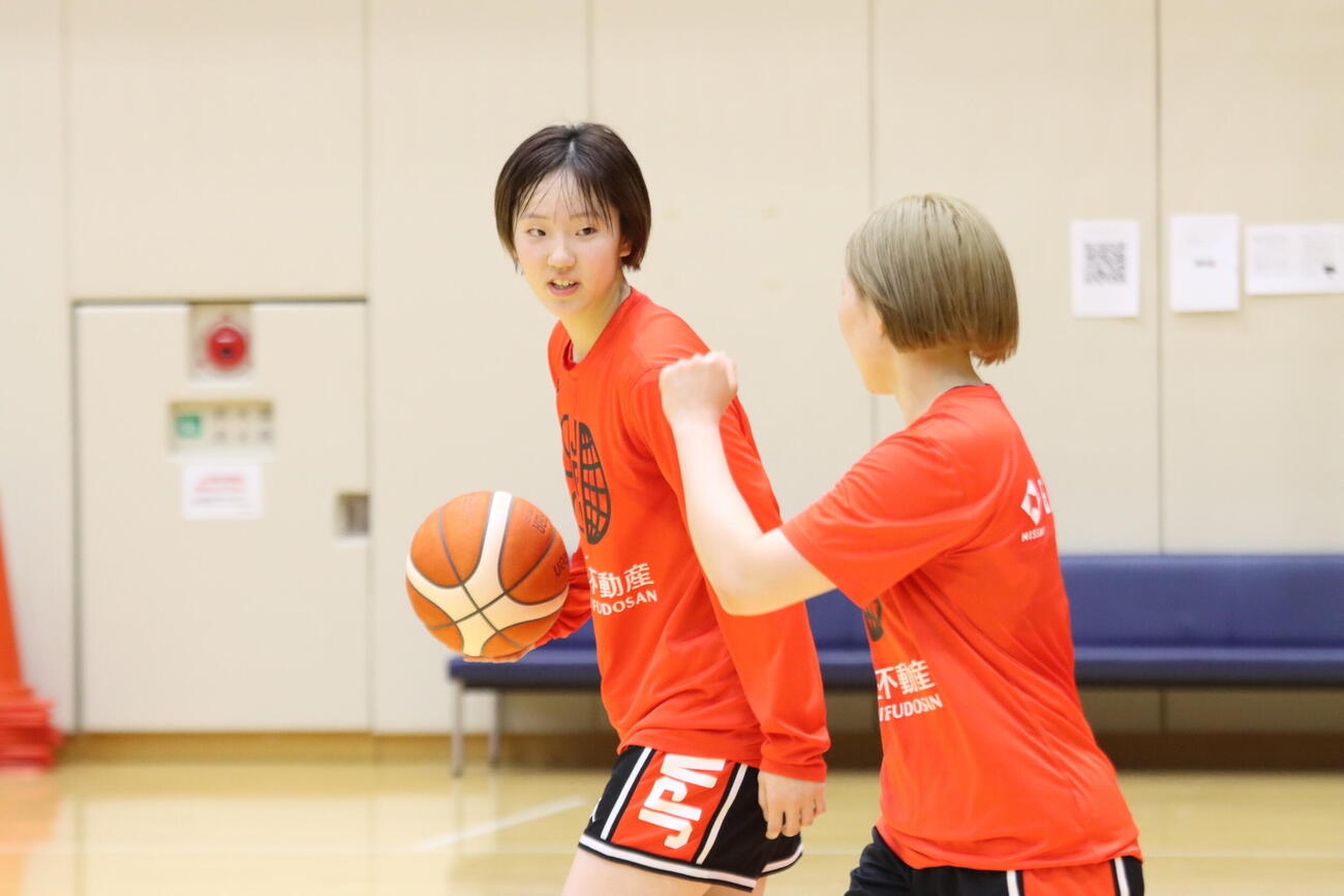 バスケットボール女子日本代表合宿に参加する田中こころ（撮影・保坂果那）