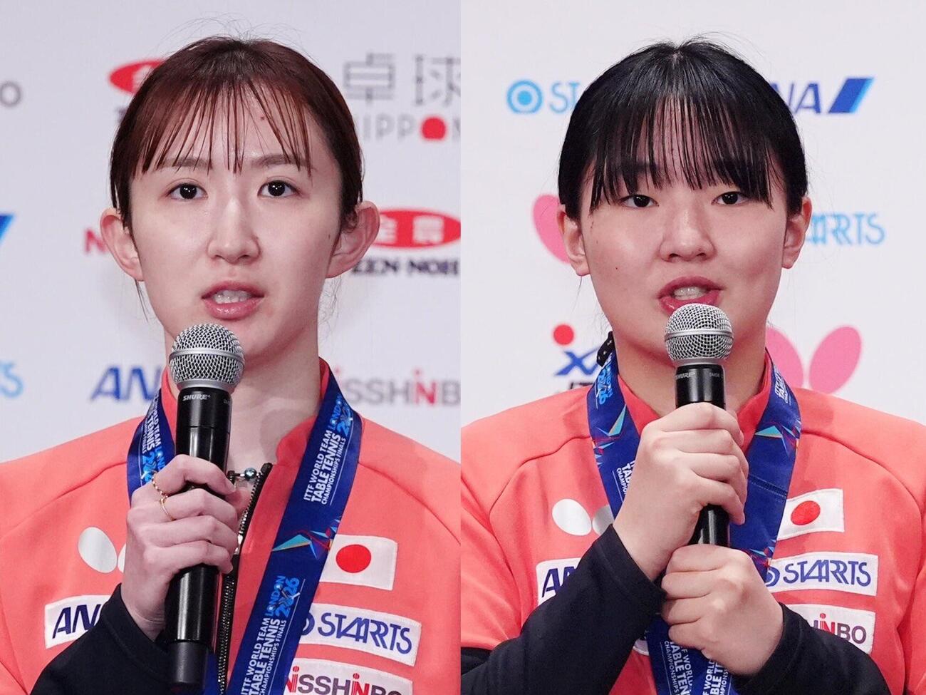 早田ひな（左）と張本美和（2025年5月撮影）