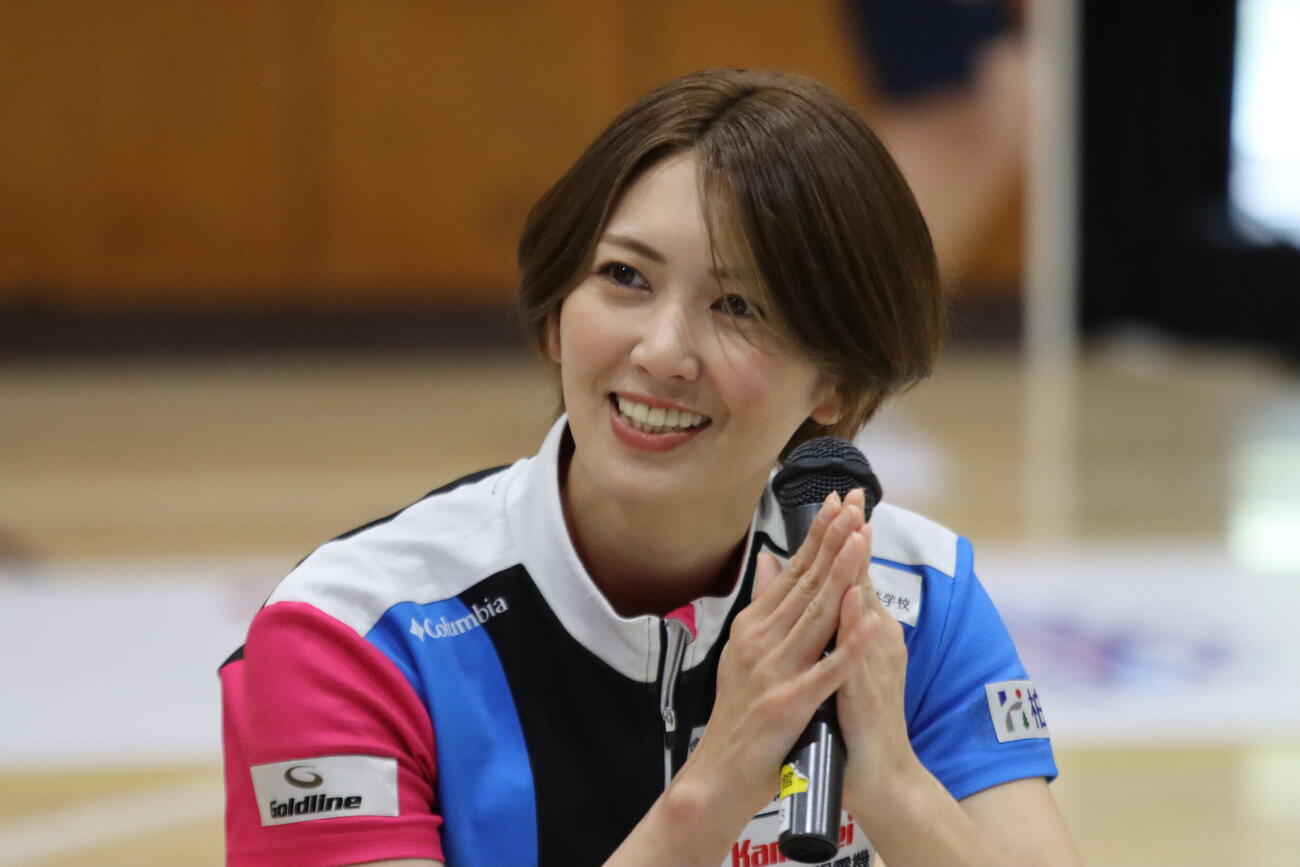 カーリング教室に参加したフォルティウス吉村紗也香（撮影・保坂果那）