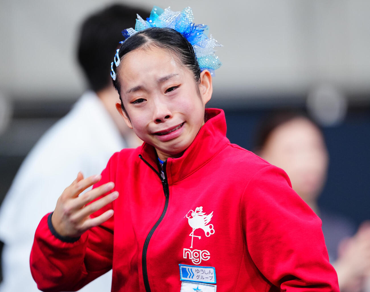 体操NHK杯女子2日目、日本代表に選ばれ涙する中村遥香（撮影・垰建太）