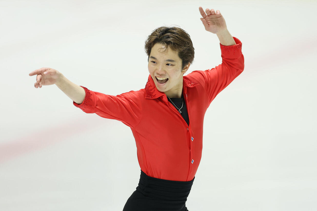 エキシビションで演技を披露する友野一希（撮影・前田充）