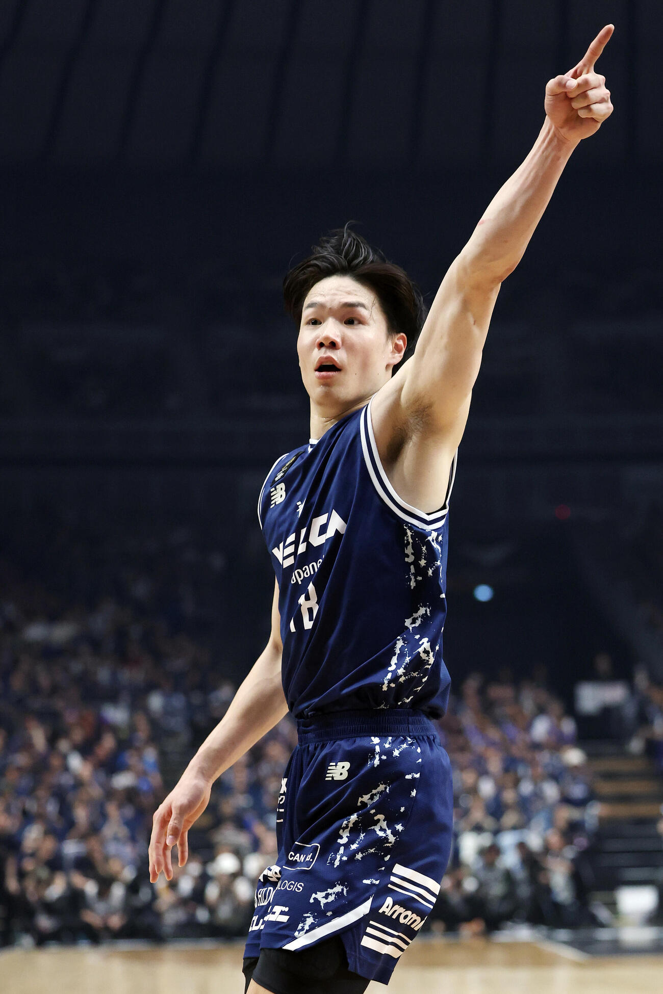 長崎対琉球　第3Q、ボールをアピールする長崎馬場雄大（撮影・宮地輝）
