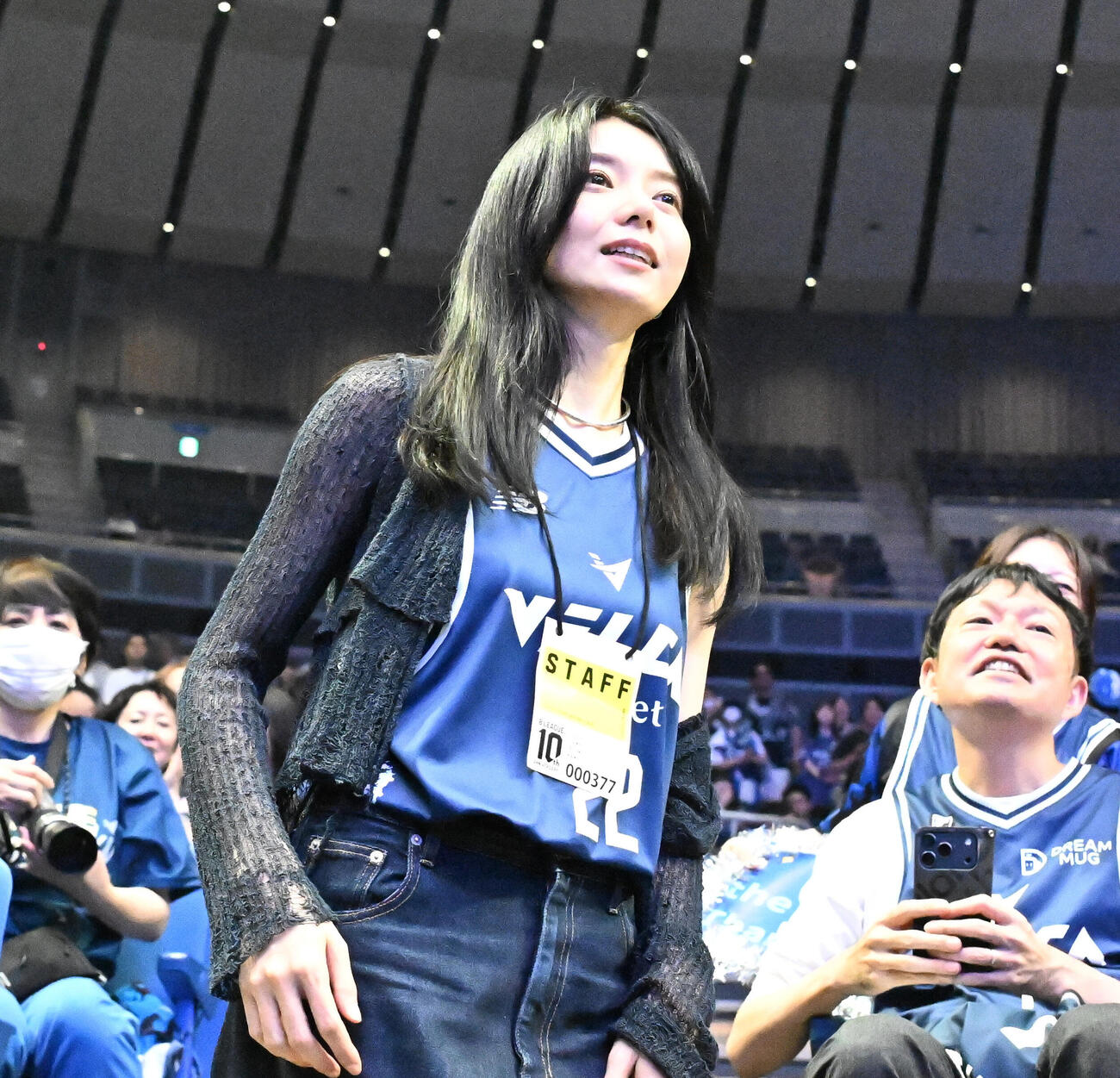 バスケBリーグ決勝第3戦　　長崎対琉球　応援に駆けつけた森カンナ（撮影・千葉一成）