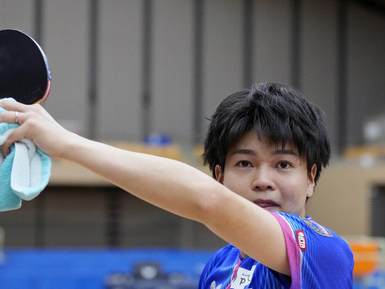 卓球アジア選手権代表選考会最終日　男子シングルス決勝　田中佑汰対宇田幸矢　優勝し目に涙を浮かべる田中佑汰（撮影・小島史椰）