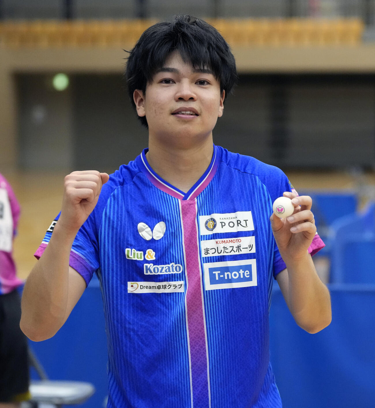 卓球アジア選手権代表選考会最終日　男子シングルス決勝　田中佑汰対宇田幸矢　優勝し目に涙を浮かべる田中佑汰（撮影・小島史椰）