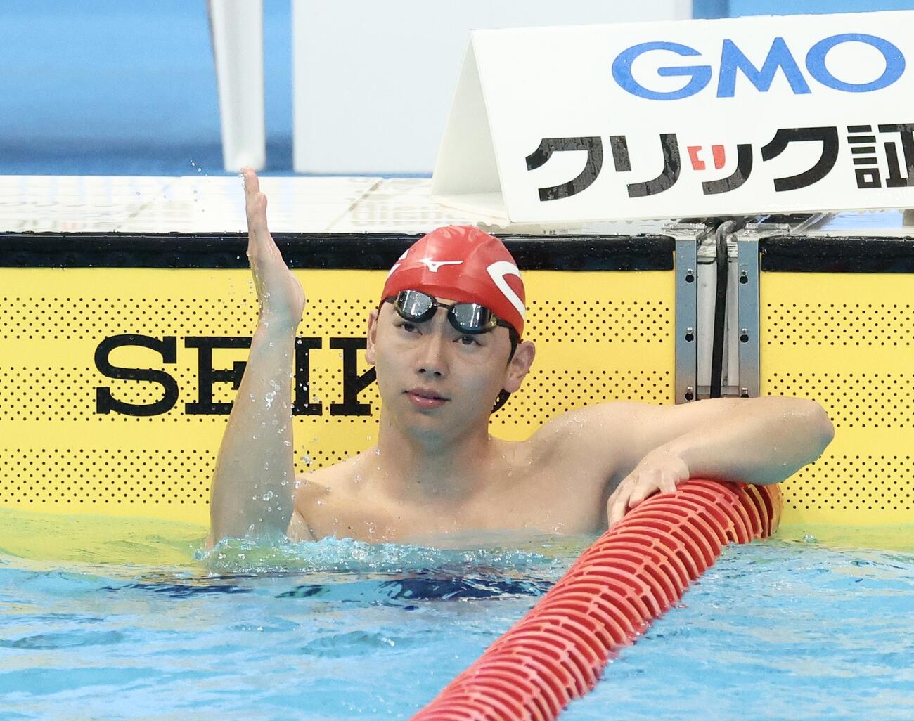 第102回日本選手権水泳競技大会　第1日　男子50メートルバタフライ予選に臨んだ光永翔音（撮影・河田真司）