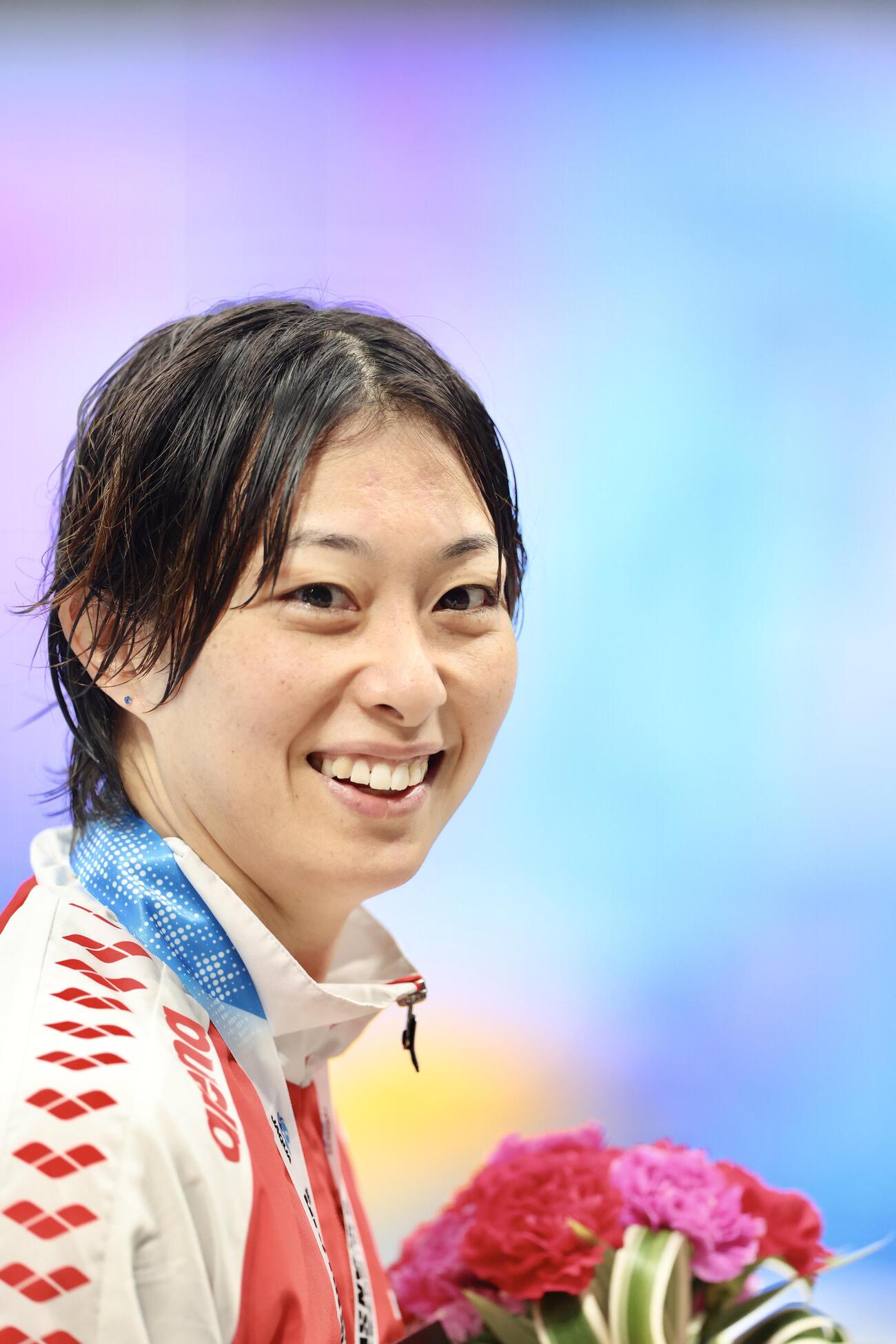 第102回日本選手権水泳競技大会　第2日　女子100メートル平泳ぎ優勝の鈴木聡美（撮影・河田真司）