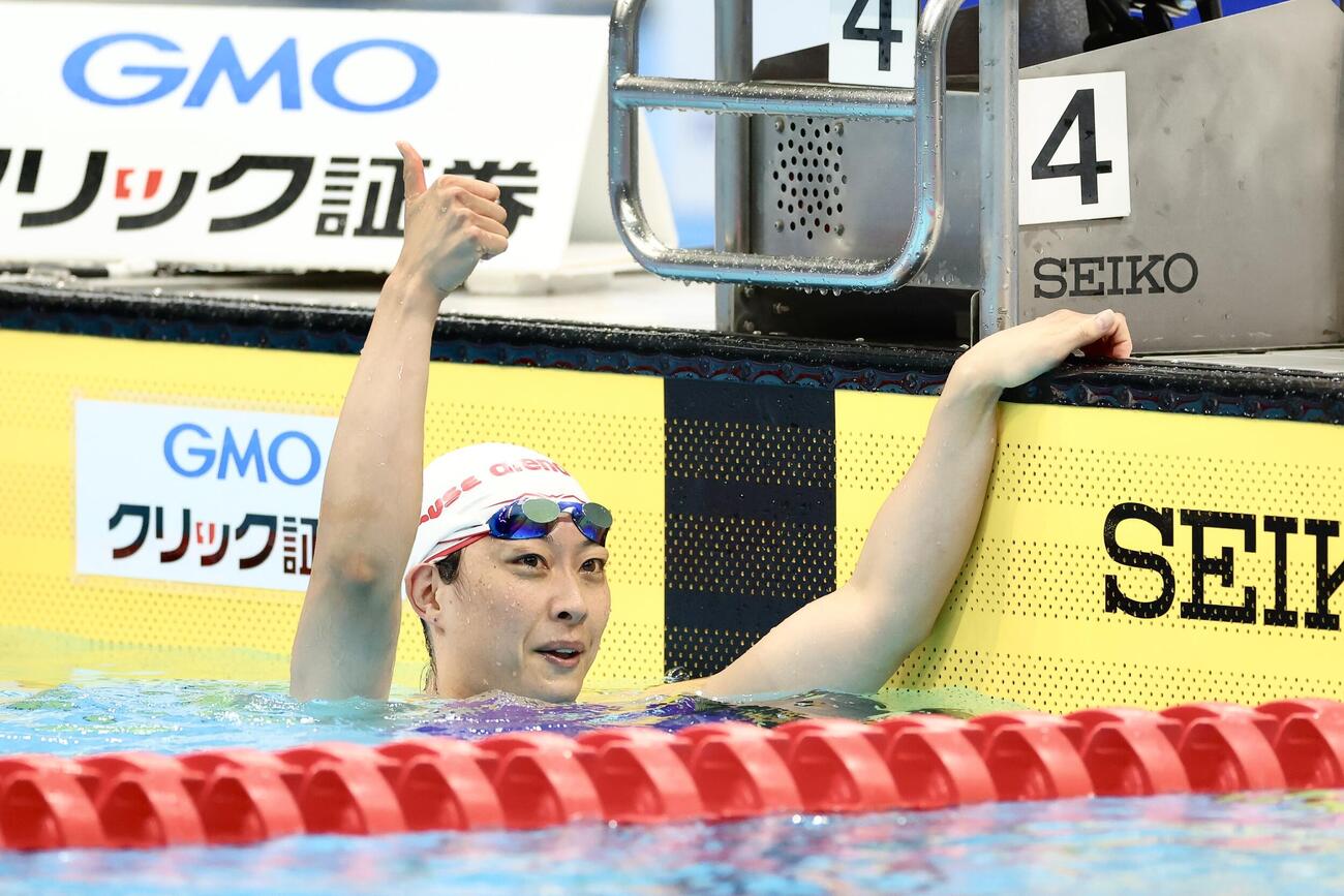 第102回日本選手権水泳競技大会　第2日　女子100メートル平泳ぎ決勝で優勝する鈴木聡美（撮影・河田真司）