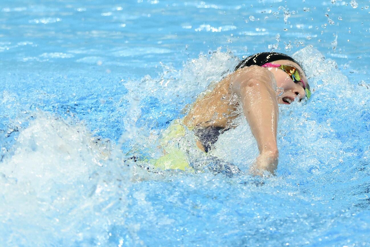 第102回日本選手権水泳競技大会　第3日　女子100メートル自由形予選で力泳する池江璃花子（撮影・河田真司）＝2026年6月6日