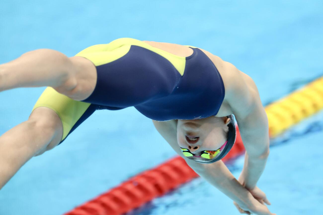 第102回日本選手権水泳競技大会　第3日　女子50メートルバタフライ予選に臨む池江璃花子（撮影・河田真司）＝2026年6月6日