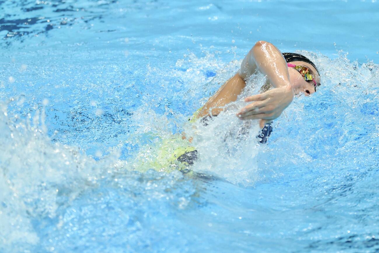 第102回日本選手権水泳競技大会　第3日　女子100メートル自由形予選で力泳する池江璃花子（撮影・河田真司）＝2026年6月6日