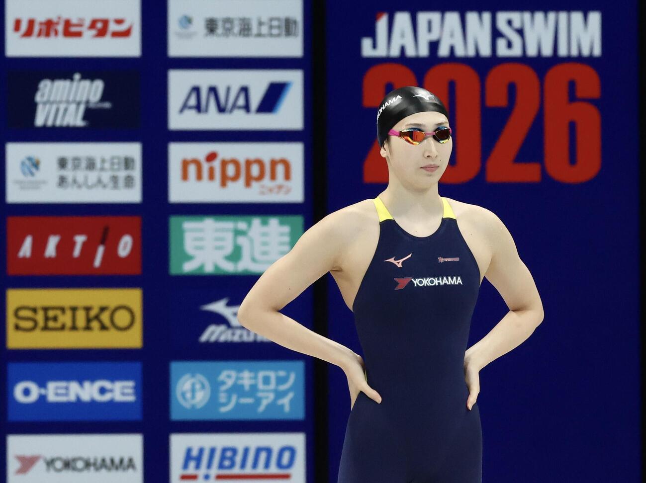 女子50メートル自由形B決勝に臨む池江璃花子（撮影・河田真司）