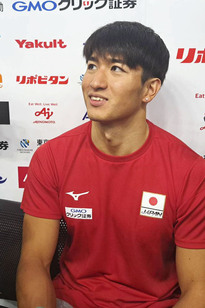 競泳パンパシフィック選手権の代表となり、取材に応じる岡留大和（共同）