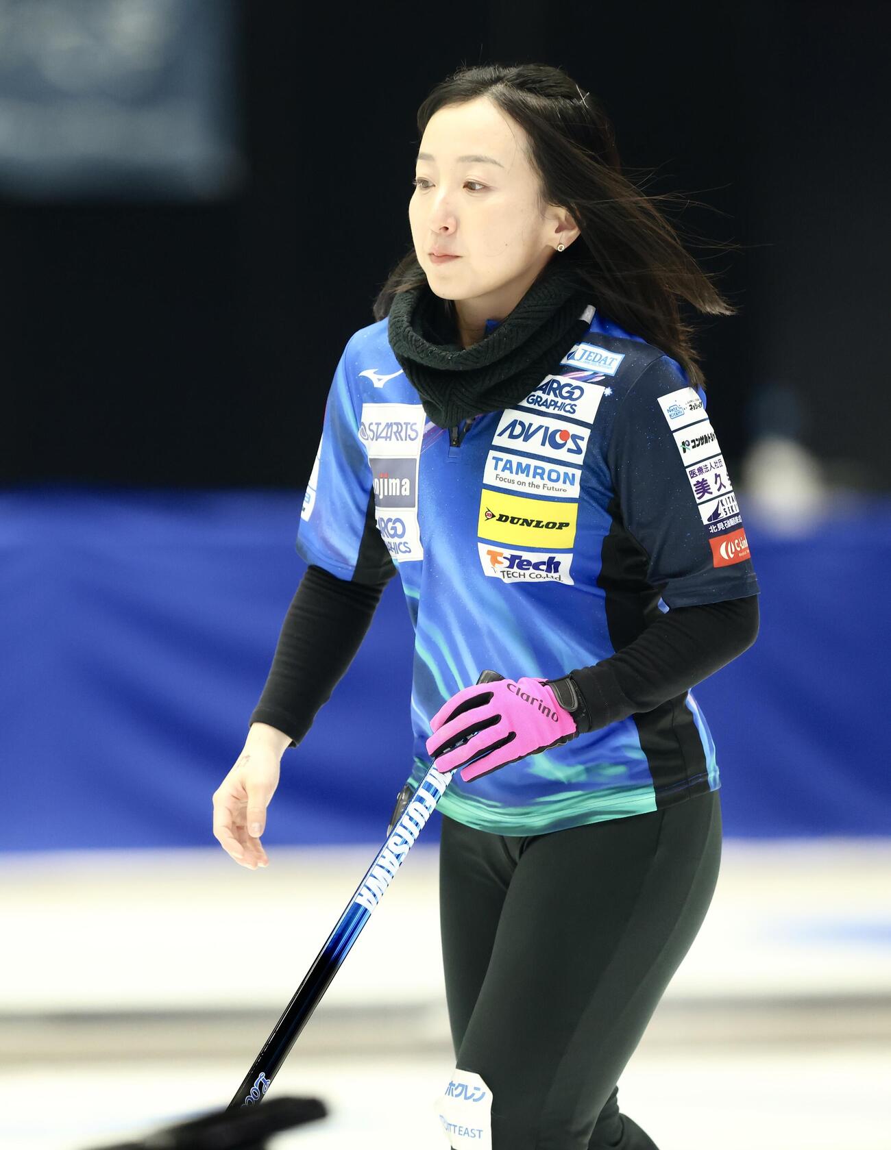 日本カーリング選手権大会　横浜2026　女子1次予選リーグ　開始前練習に臨むロコ・ソラーレ藤沢五月（撮影・河田真司）