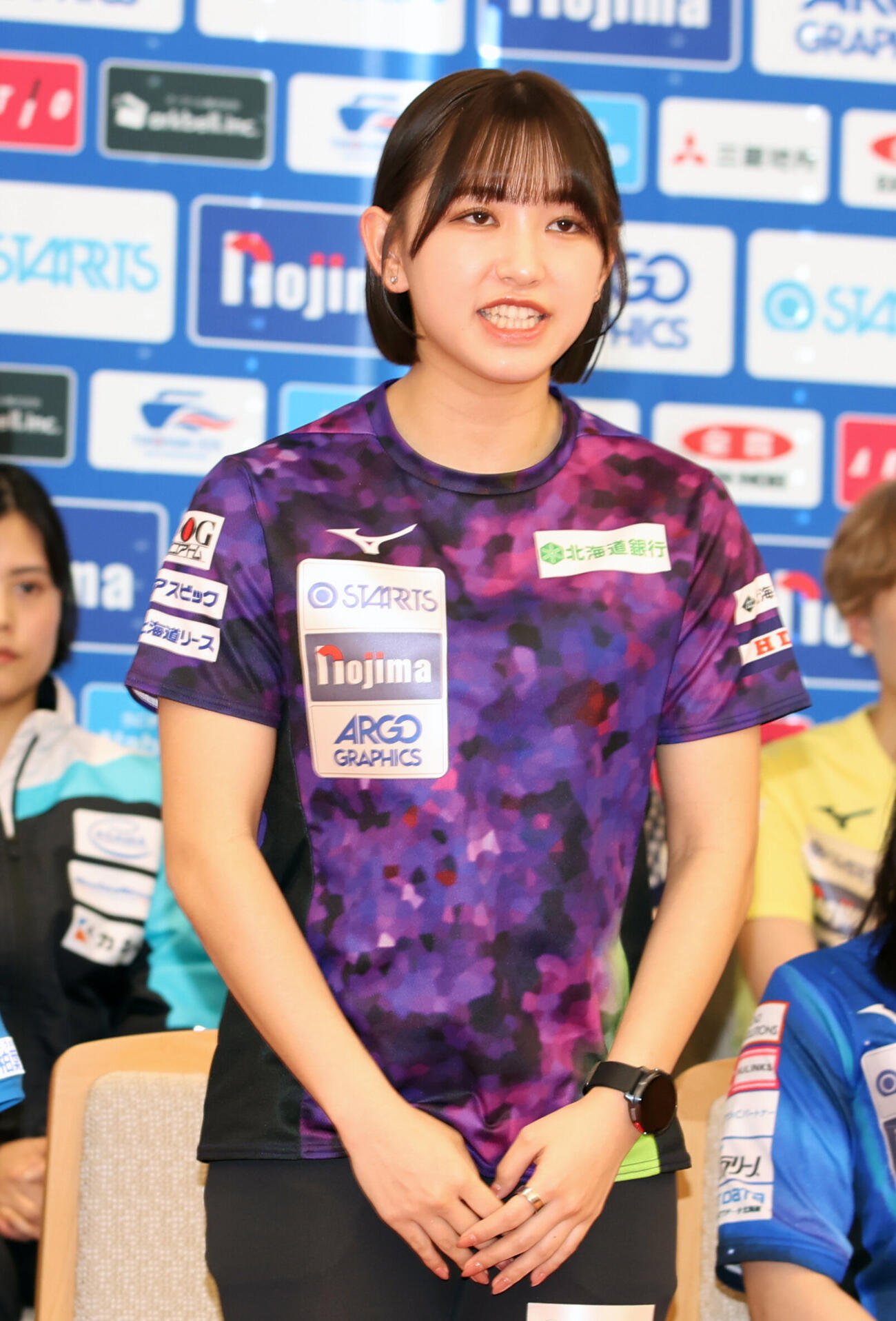 日本カーリング選手権大会横浜2026男女スキップ合同会見、北海道銀行の仁平美来恵（撮影・柴田隆二）（＝2026年6月6日）　