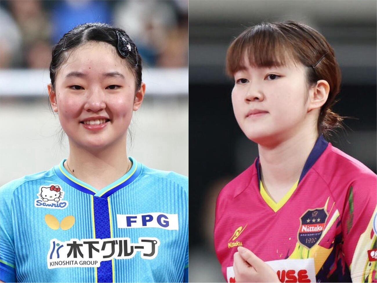 張本美和（左）と大藤沙月