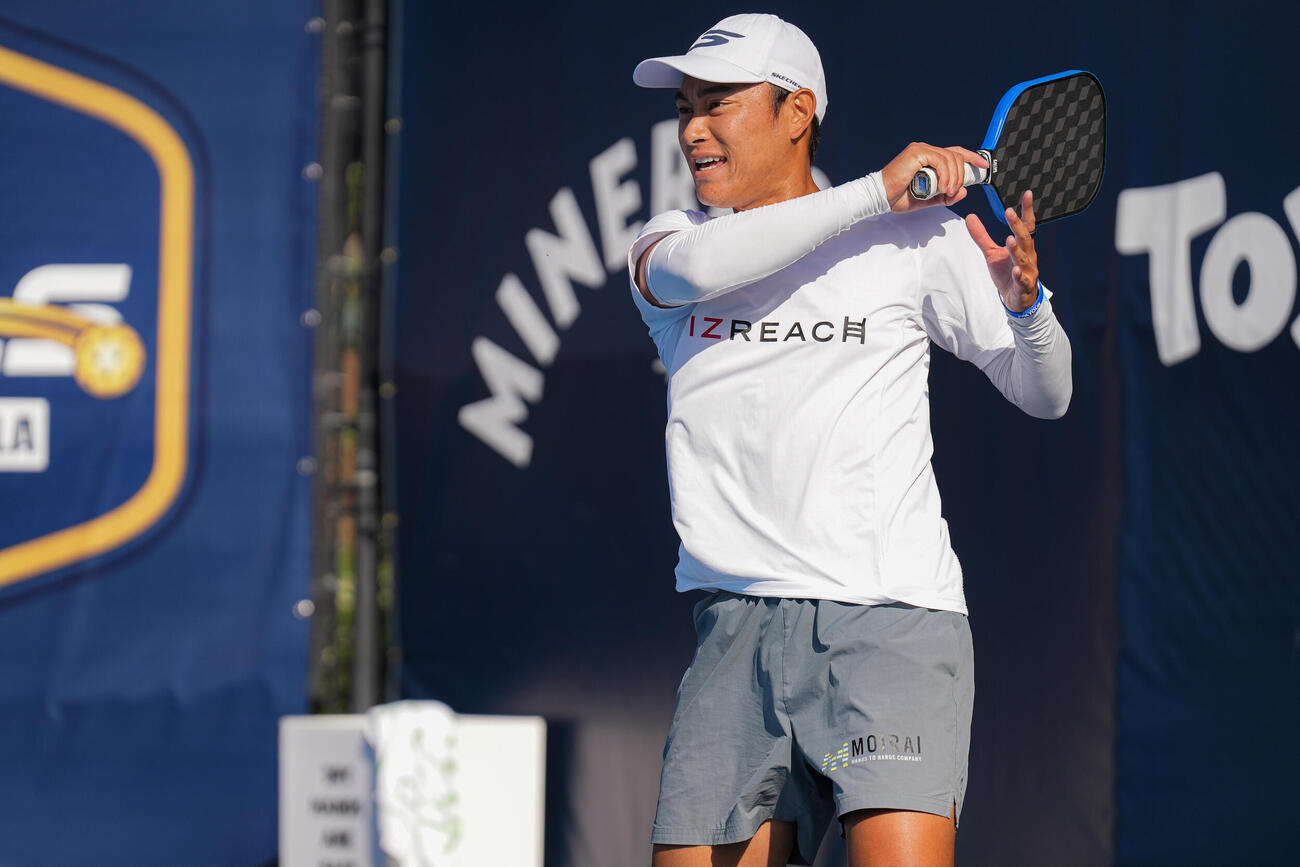 ソフトテニスらピックルボールに転向した船水雄太（写真：LaurenYoon）