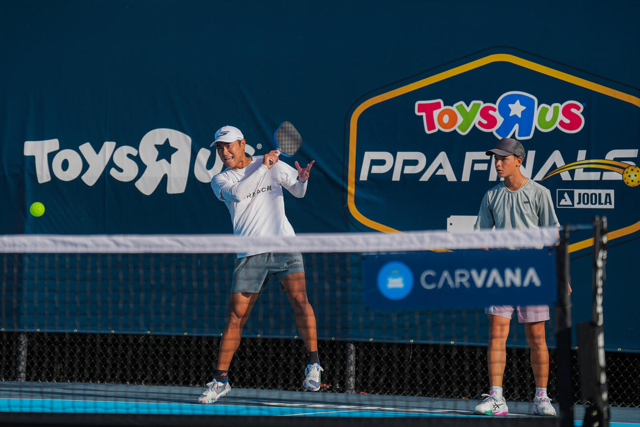 ソフトテニスからピックルボールに転向した船水雄太（写真：LaurenYoon）