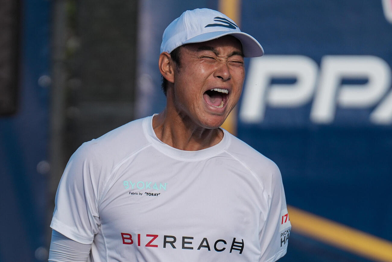 ソフトテニスからピックルボールに転向した船水雄太（写真：LaurenYoon）