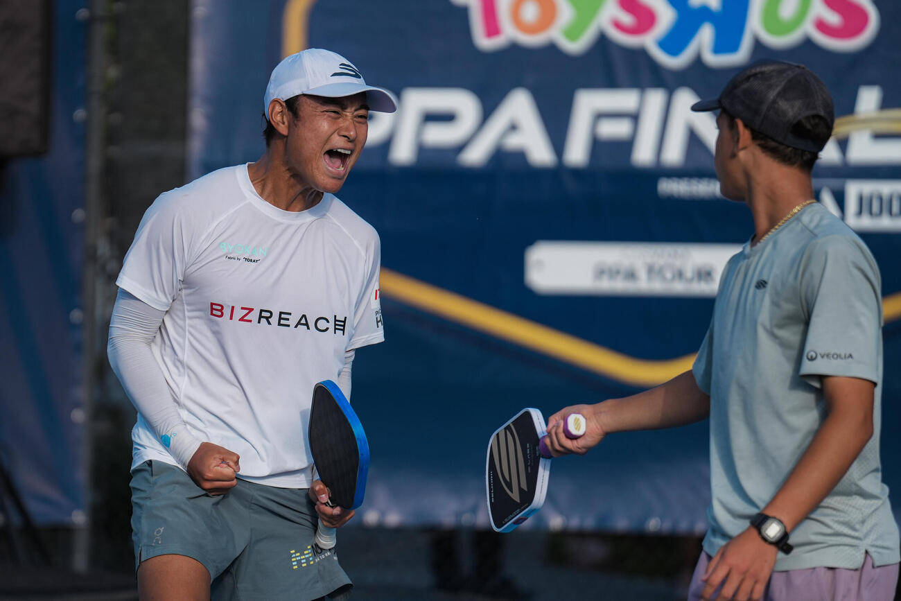 ソフトテニスからピックルボールに転向した船水雄太（写真：LaurenYoon）