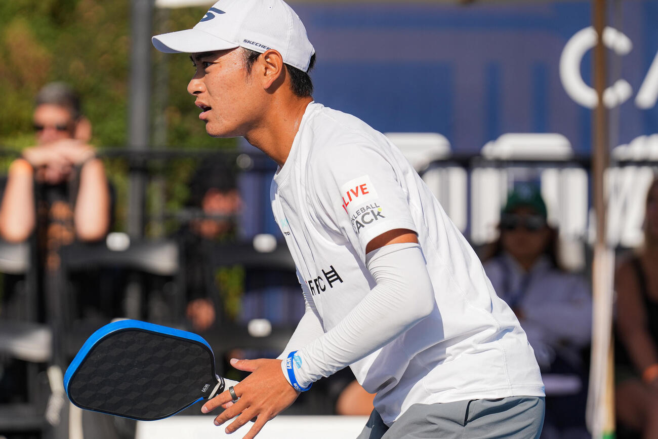 ソフトテニスからピックルボールに転向した船水雄太（写真：LaurenYoon）