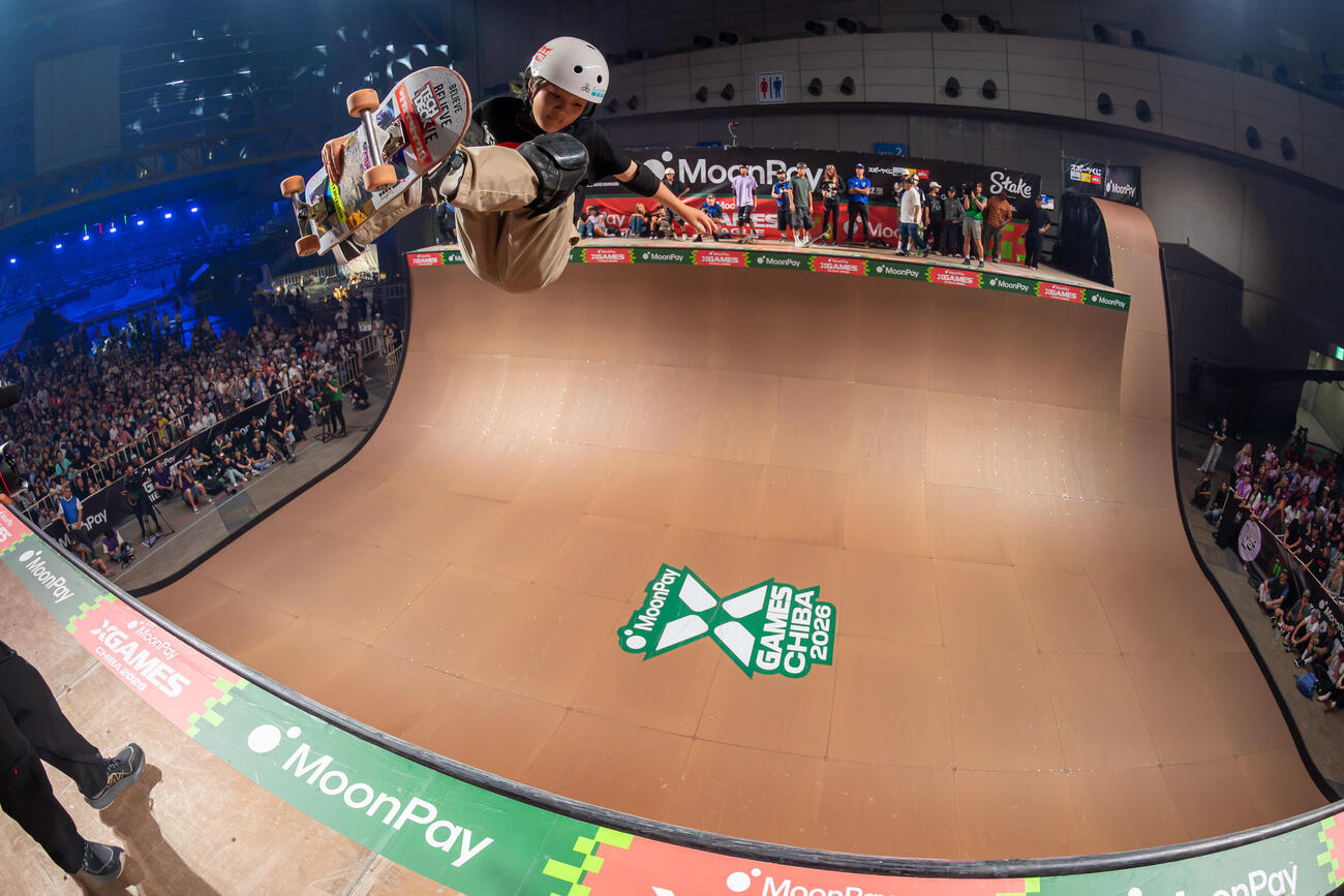 「X Games Chiba 2026」の男子スケートボード・バートで金メダルを獲得した小6のスケートボーダー・河上恵蒔