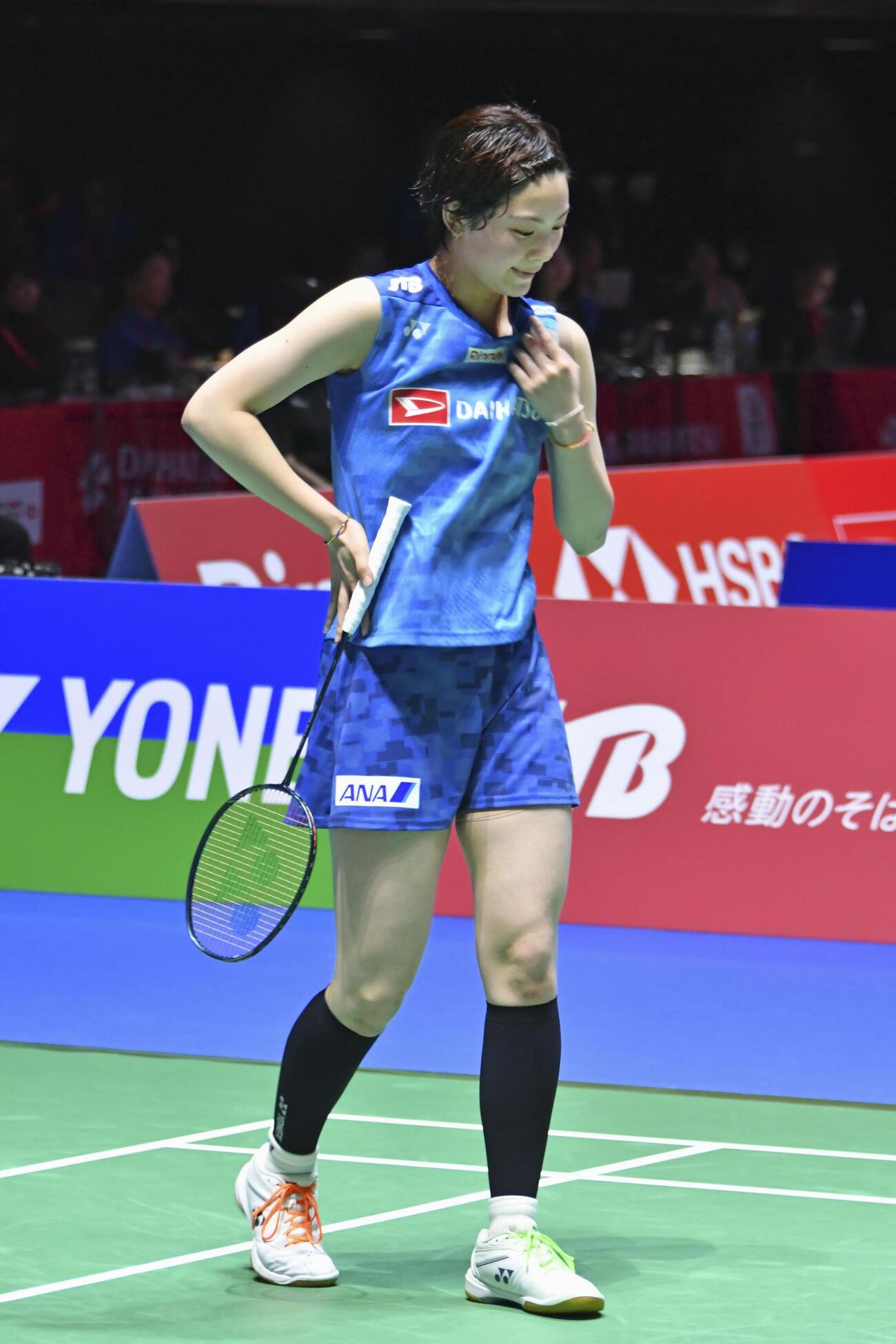 女子シングルス1回戦で敗れた宮崎友花（共同）