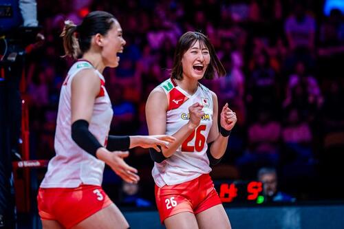 バレーボール・ネーションズリーグ(VNL)女子日本代表、準々決勝ブラジル戦(C)Volleyball World