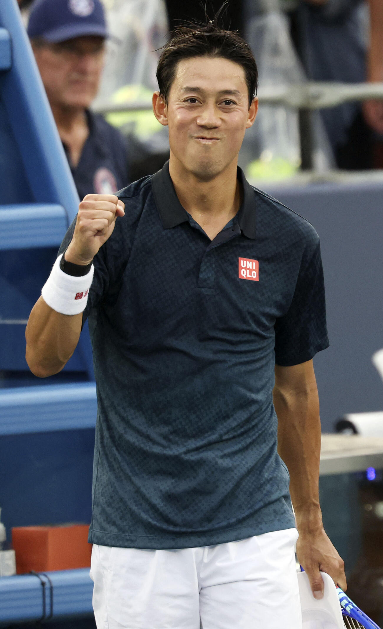 現役引退表明後初のツアー大会となるムバダラDCオープンの男子シングルス1回戦で勝利した錦織圭＝ワシントン（ロイター＝共同）