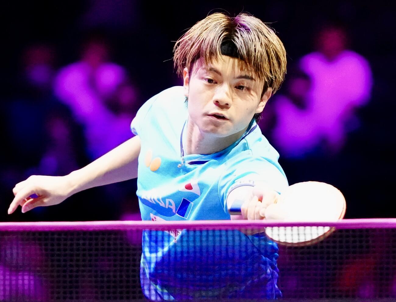 男子シングルス1回戦で篠塚大登と対戦する宇田幸矢（撮影・江口和貴）