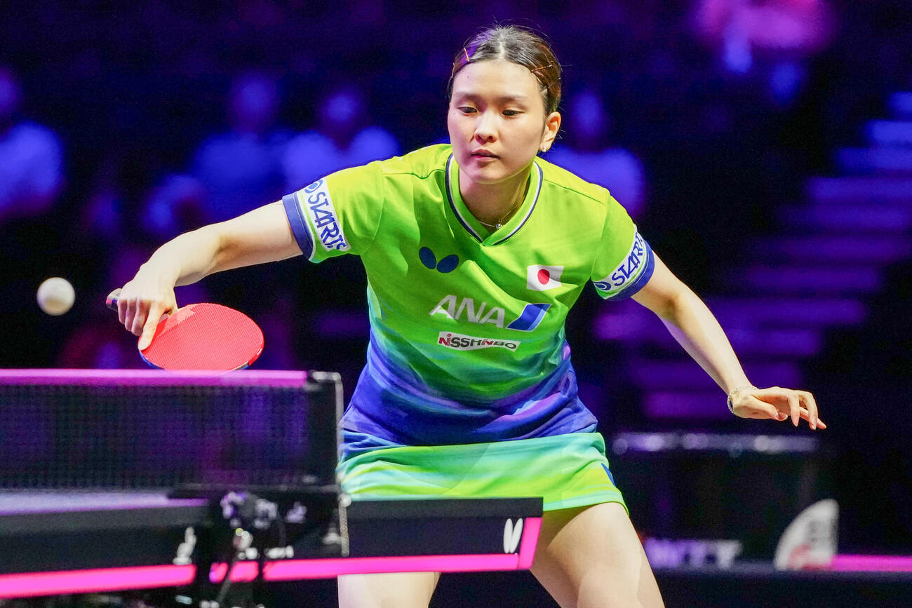 女子シングルス1回戦で張本美和と対戦する橋本帆乃香（撮影・江口和貴）