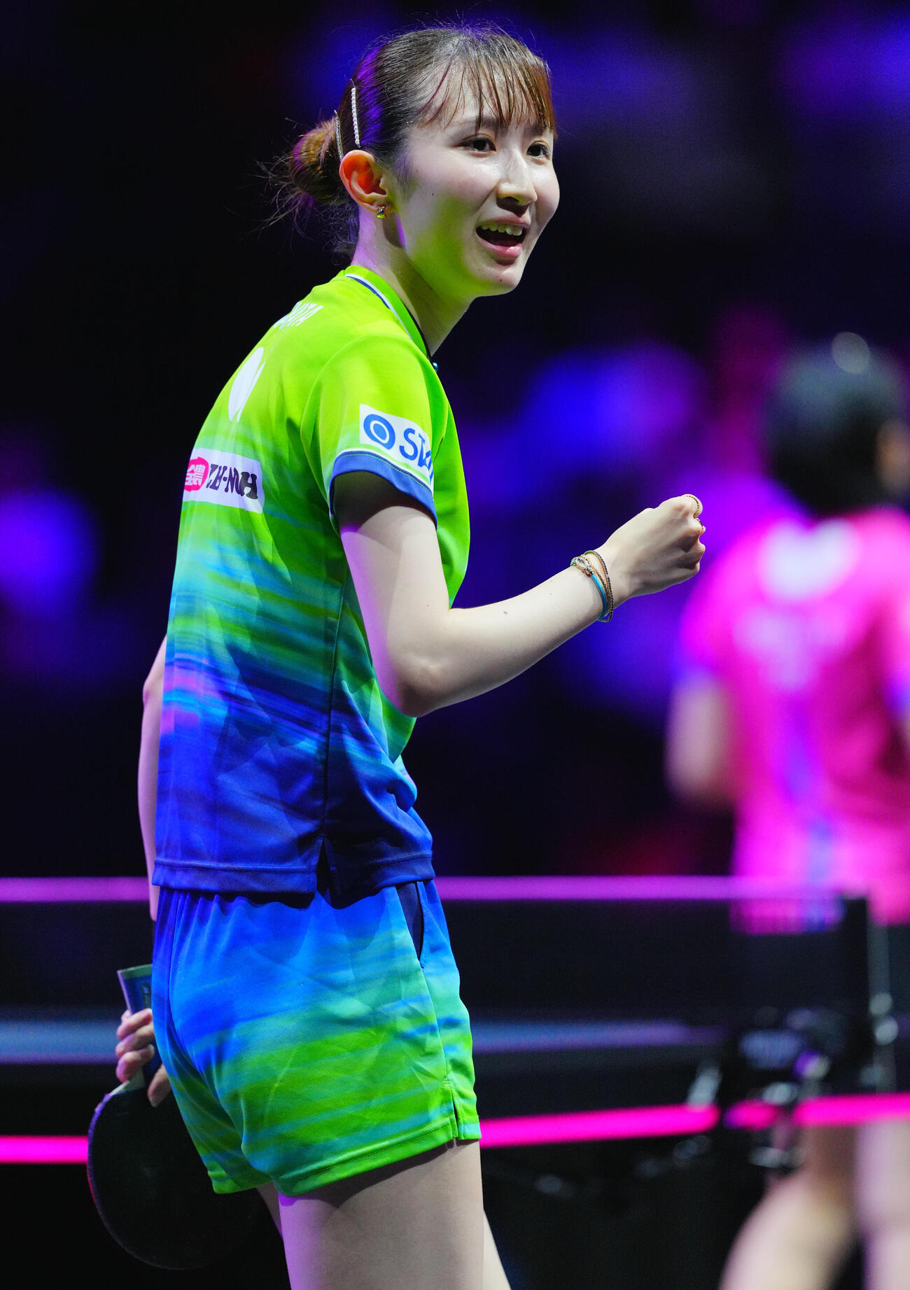 女子シングルス2回戦で葉伊恬と対戦する早田ひな（撮影・垰建太）